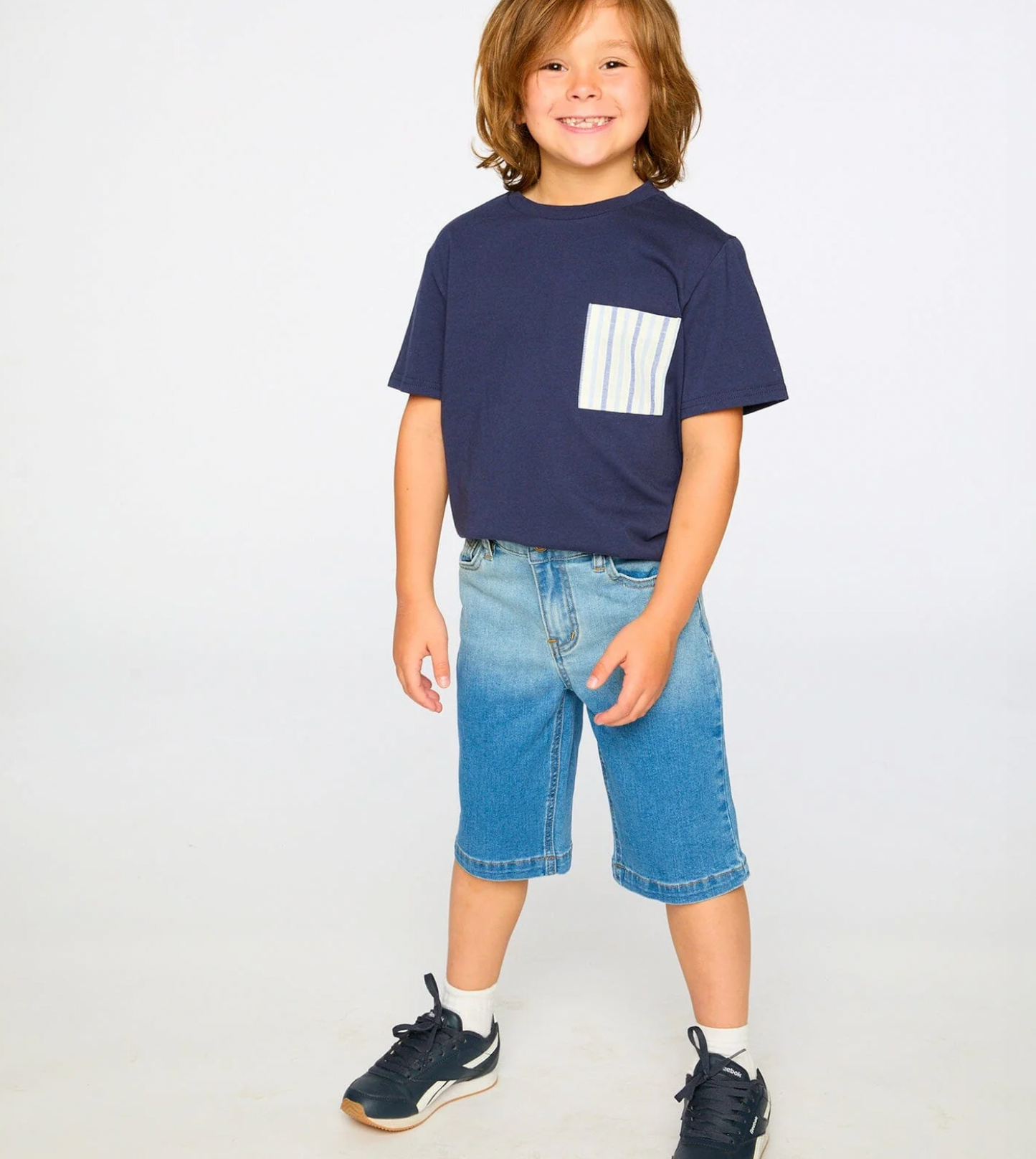 T-Shirt avec poche poitrine | Bleu foncé | Deux par Deux