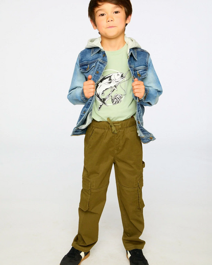 Pantalon Carpenter en sergé extensible | Vert | Deux Par Deux