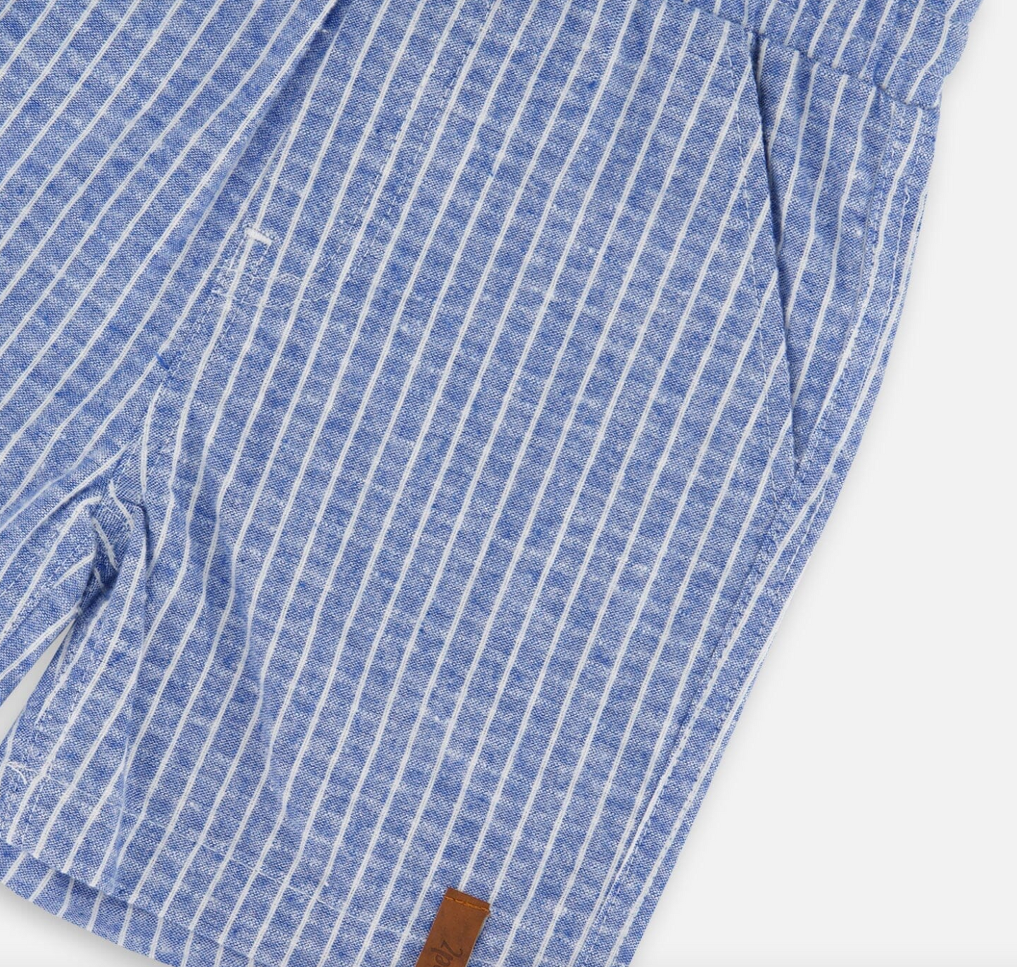 Short en chambray | Rayures denim | Deux Par Deux