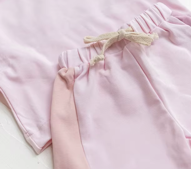 Tri-Colored Short Set - Pink