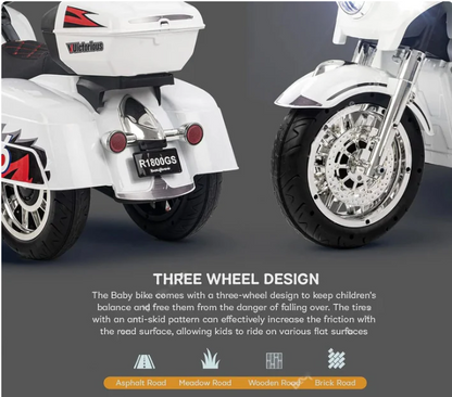 Moto électrique 12 V à trois roues pour enfants de 3 à 8 ans