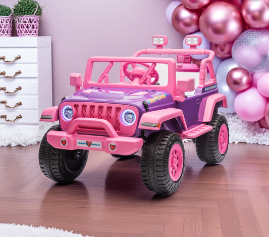 Voiture électrique 12V Jeep Rose Violette 2026 pour enfants avec télécommande