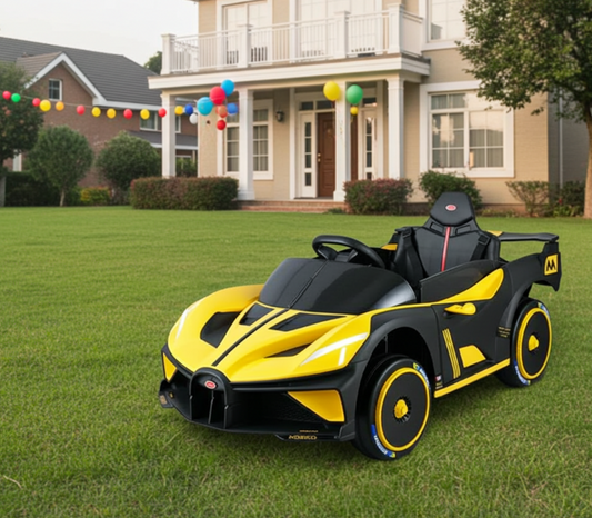 Voiture Bugatti Style 12V 2026 pour enfants avec télécommande ET ROUES LUMINEUSES !
