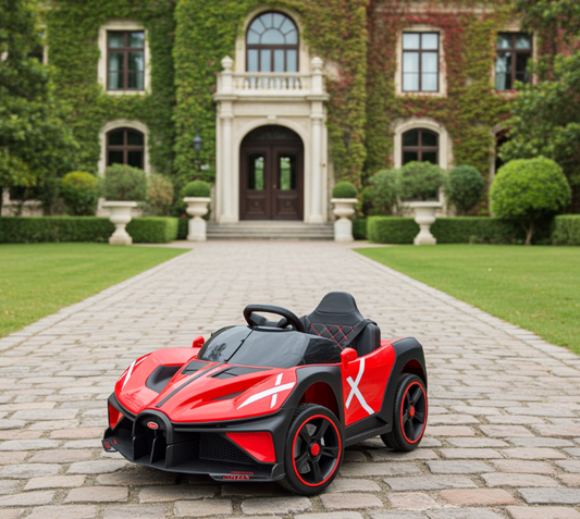 Voiture Bugatti Style 12V 2026 pour enfants avec télécommande ET ROUES LUMINEUSES !