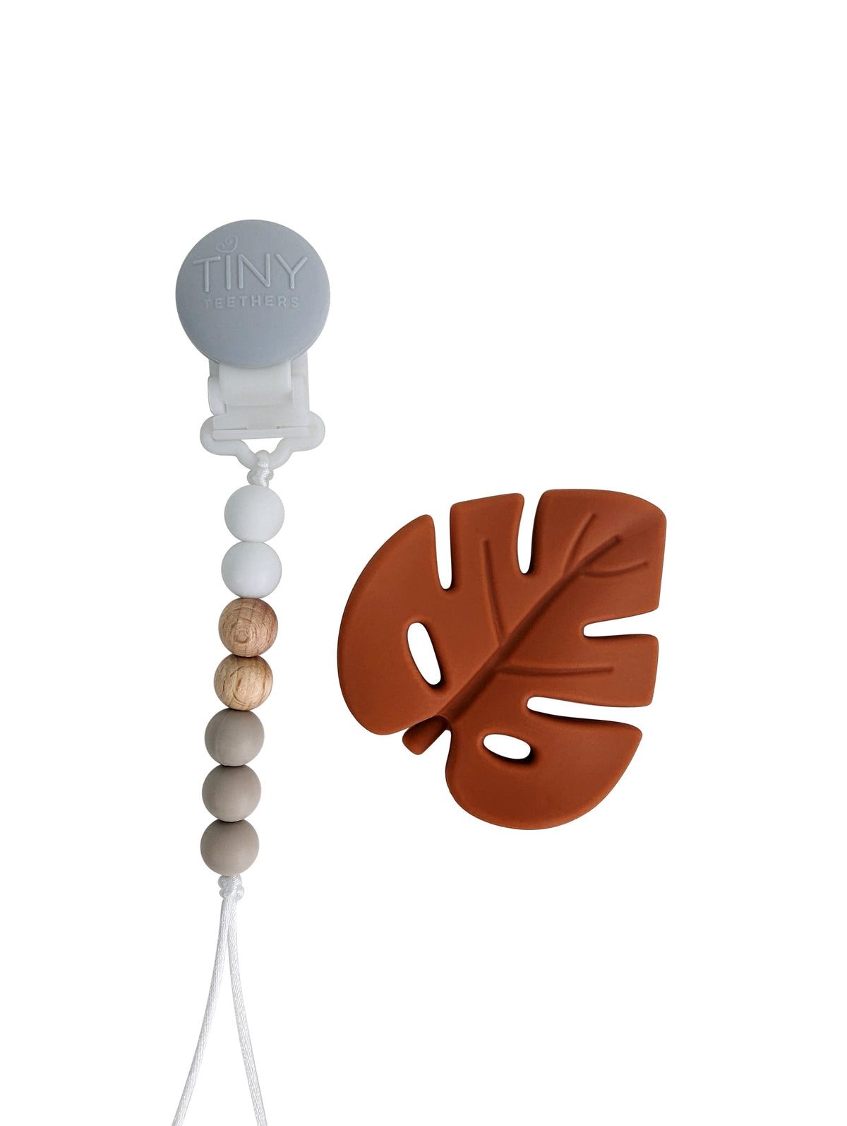 Leaf Silicone Teether on a Beaded Strand