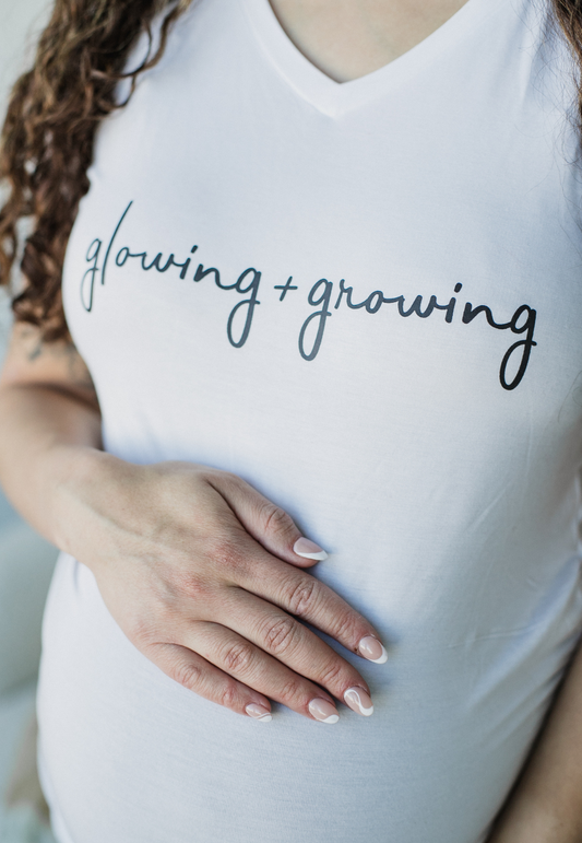 GLOWING AND GROWING Maternity T-Shirt