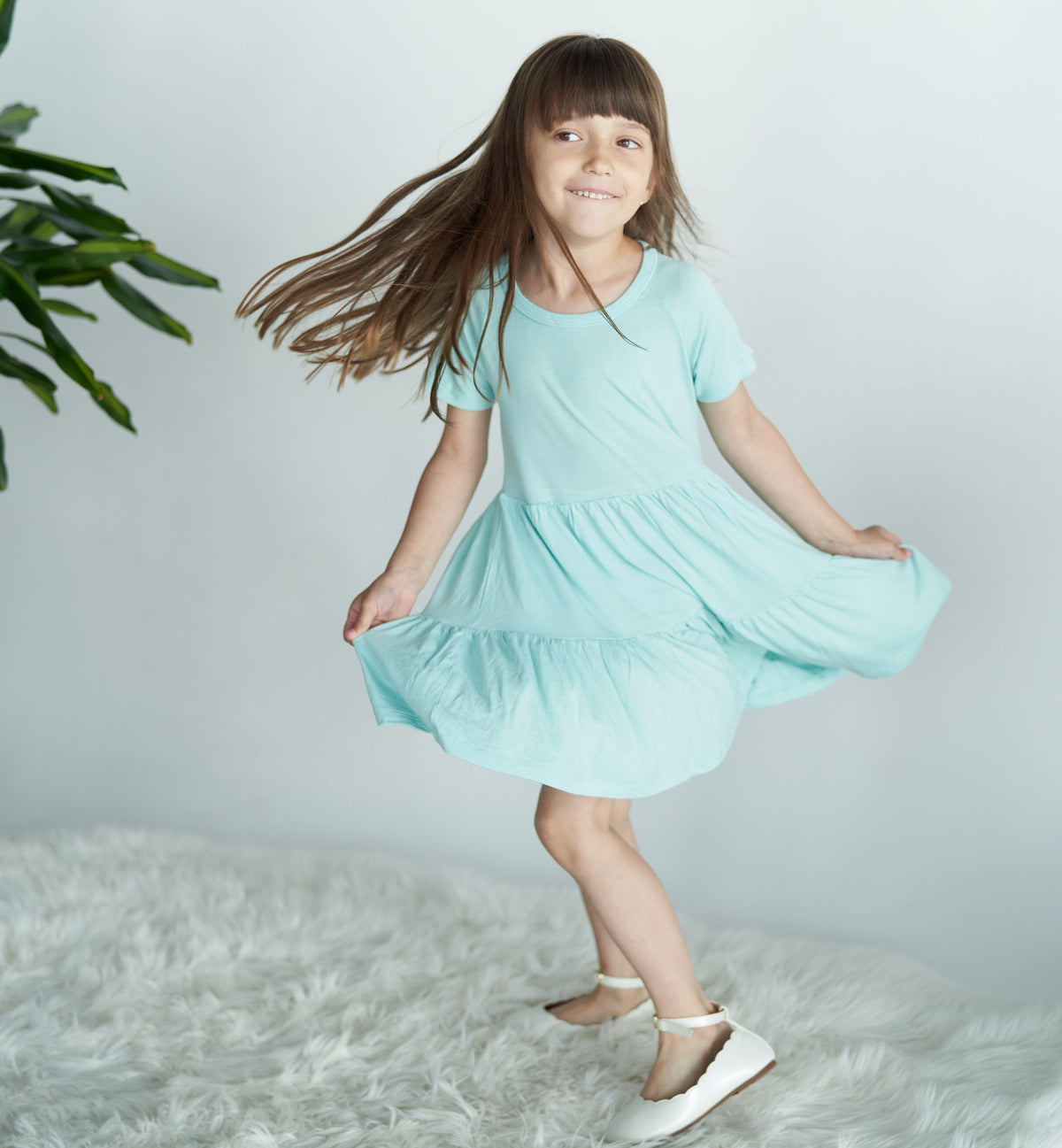 Bamboo Tiered Jersey Dress with Bloomer (Cotton Candy)