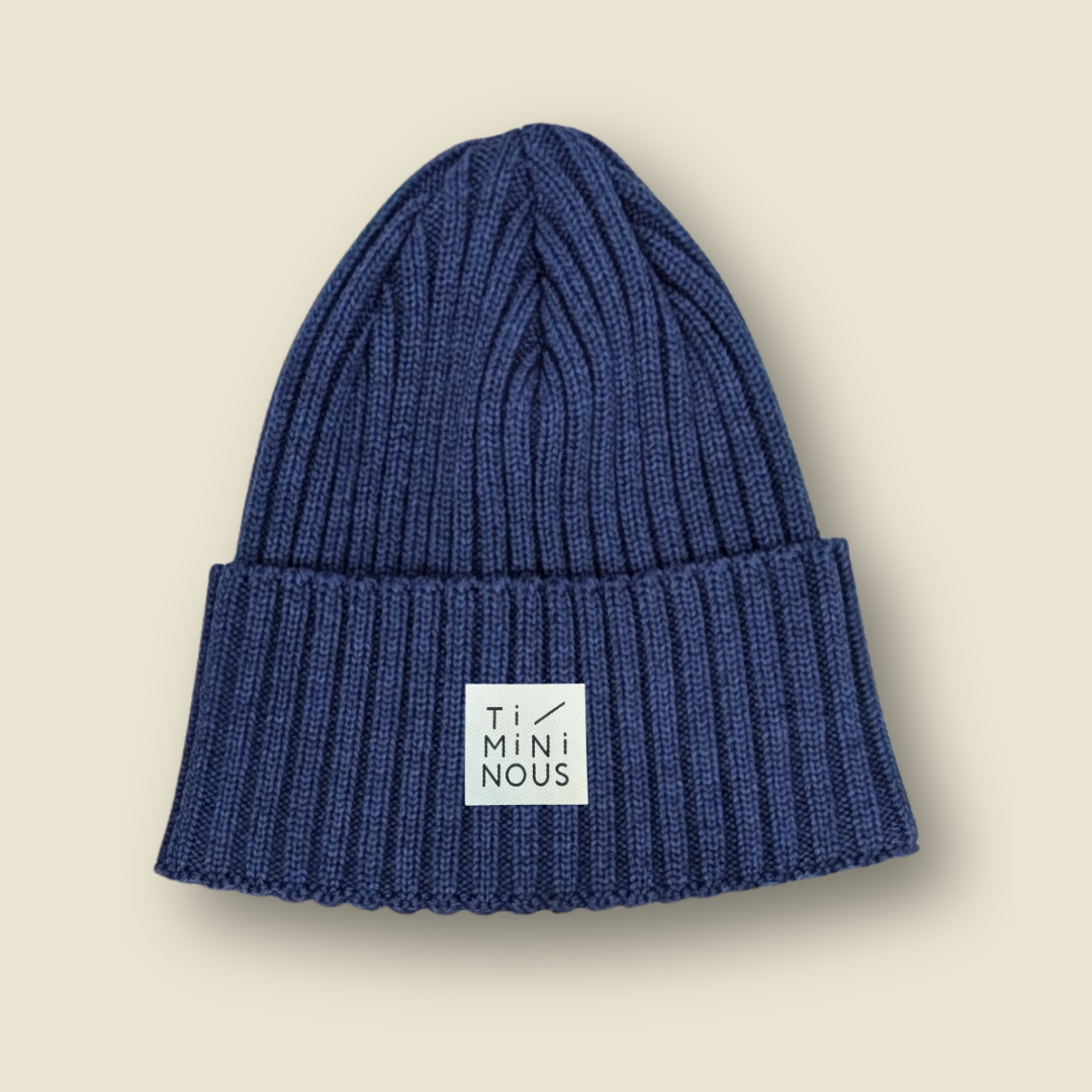 Tuque 100% laine de mérinos pour enfant et adulte - Bleu acier