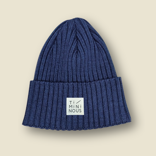 Tuque 100% laine de mérinos pour enfant et adulte - Bleu acier
