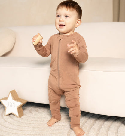 Bamboo 2-way Zipper Convertible Romper (Beaver Fur)