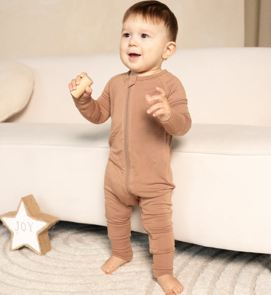 Bamboo 2-way Zipper Convertible Romper (Beaver Fur)