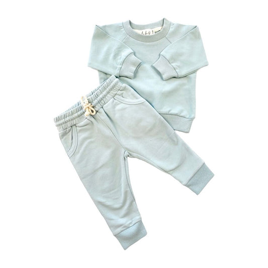Organic Cotton Baby & Toddler Sweatsuit, Seafoam | ba.be.O