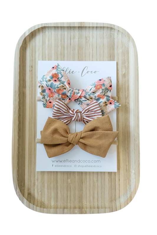 Baby Headband Set | Rosa Peach, Rust Stripe & Cider Woven