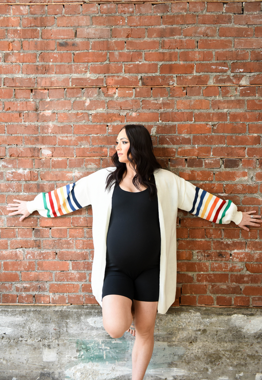 Oversized Rainbow Open-Front Cardigan
