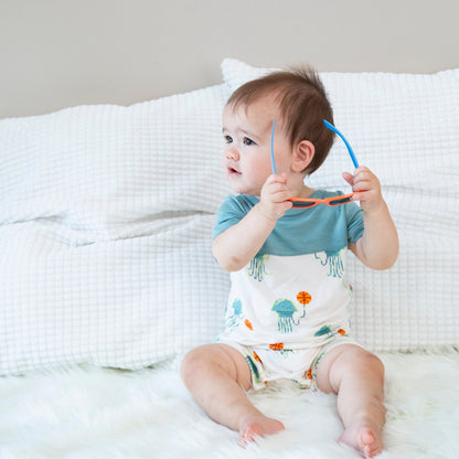 Rayon from Bamboo Short Sleeve Romper (Pixel Jelly Print)