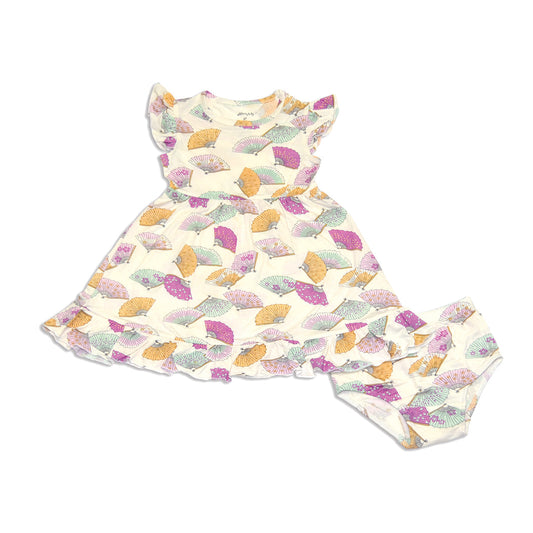 Bamboo Ruffle Dress w/Bloomer (Fancy Fan Print)