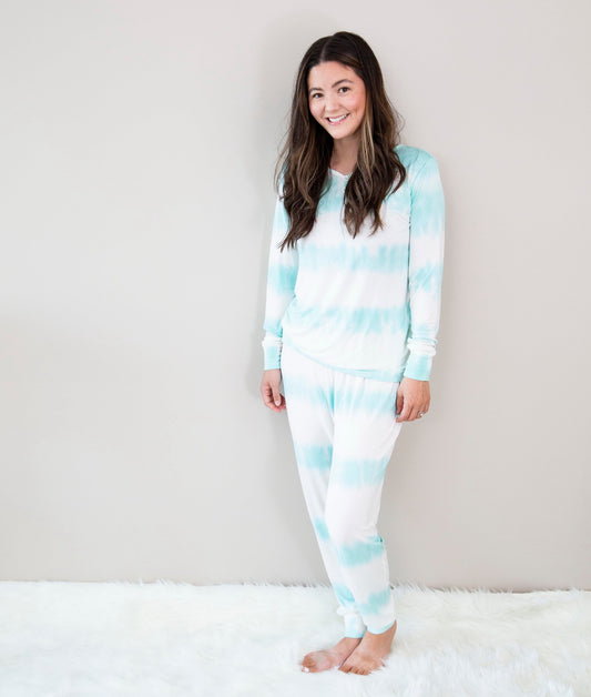 Women's Bamboo Pajama Set (Tie Dye Stripe)