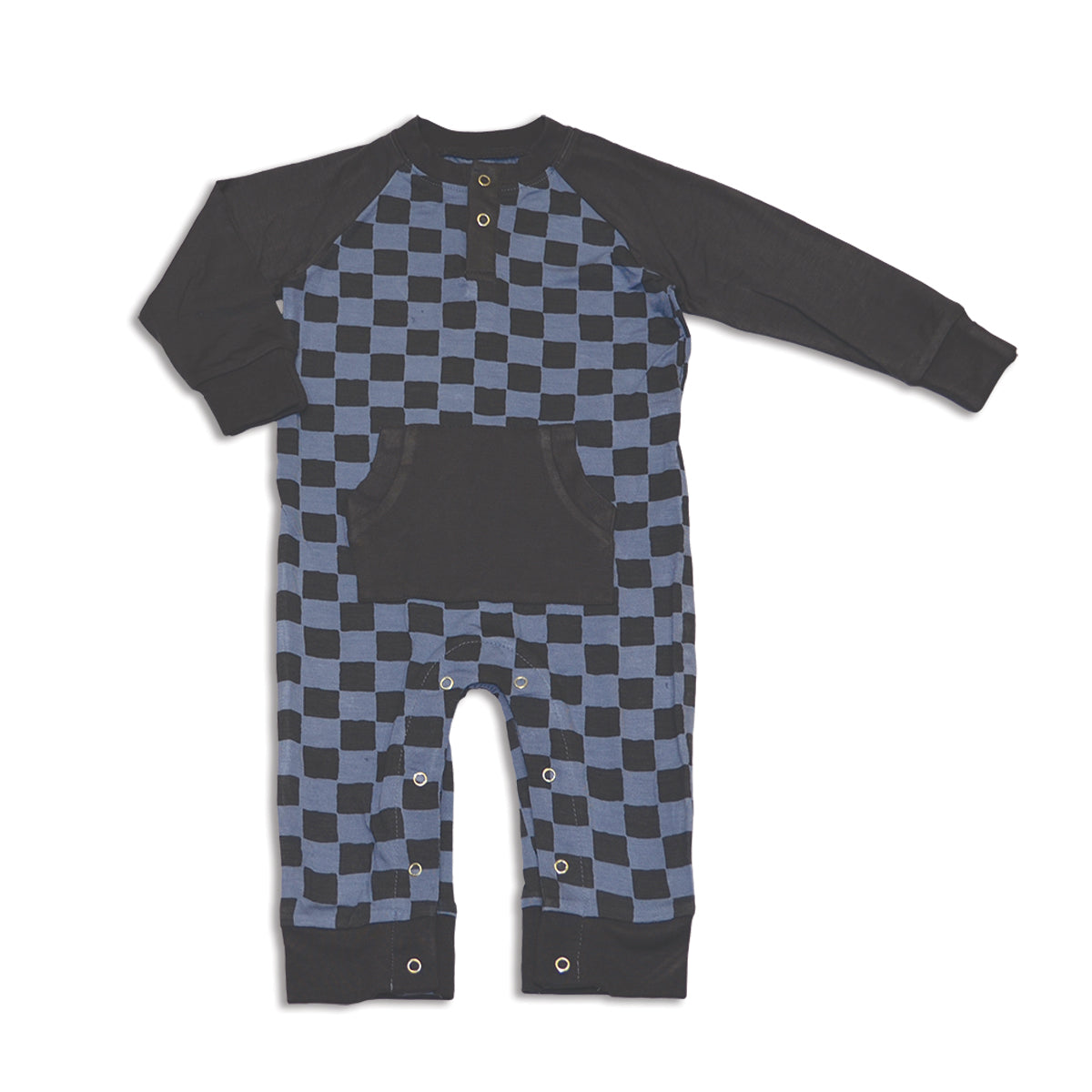 Bamboo Long Sleeve Romper w/Kangaroo Pocket (Check It Out Print)