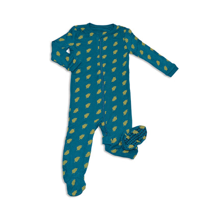 Rayon from Bamboo Zip Up Footies (Dotty Leaf Print)