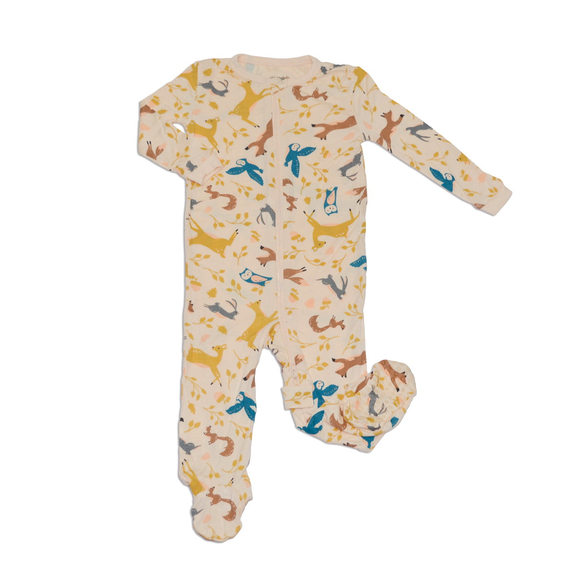 Bamboo Zip Up Footies (Woodland Frolic Print)
