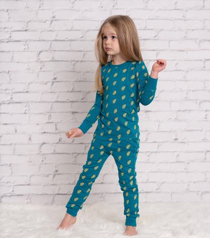 Rayon from Bamboo Long Sleeve Pajama Set (Dotty Leaf Print)
