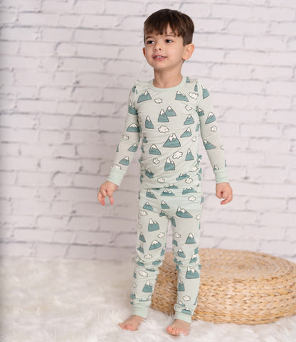 Pyjama en rayonne de bambou à manches longues — Snowy Rockies