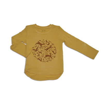 T-shirt à ourlet arrondi en rayonne de bambou — Fall Leaf
