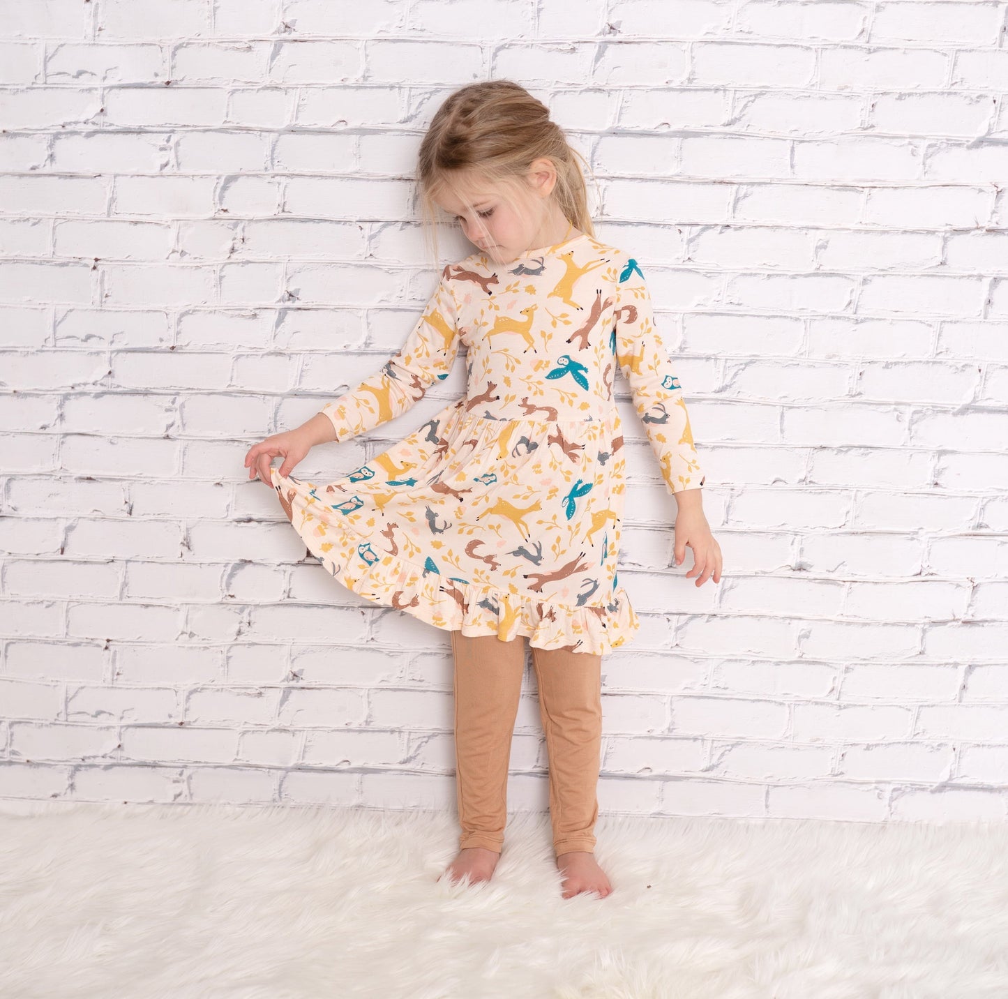 Bamboo Jersey Dress with Bloomer (Woodland Frolic Print)