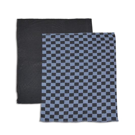 Bamboo Burpcloth 2 Pack (Check It Out Print/Asphalt)