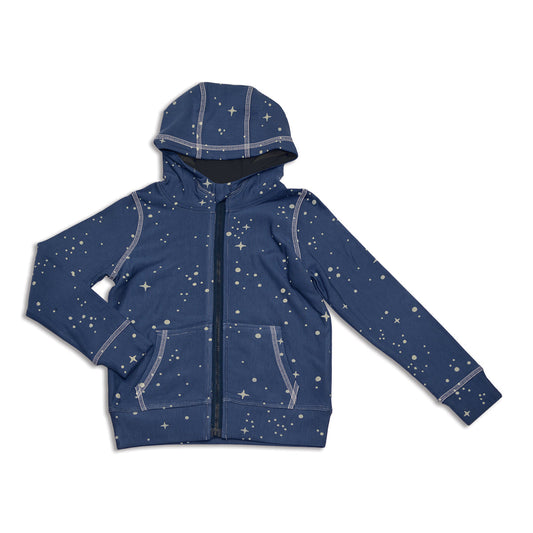 Bamboo Fleece Zip Hoodie with Kangaroo Pocket (Galaxy Print)