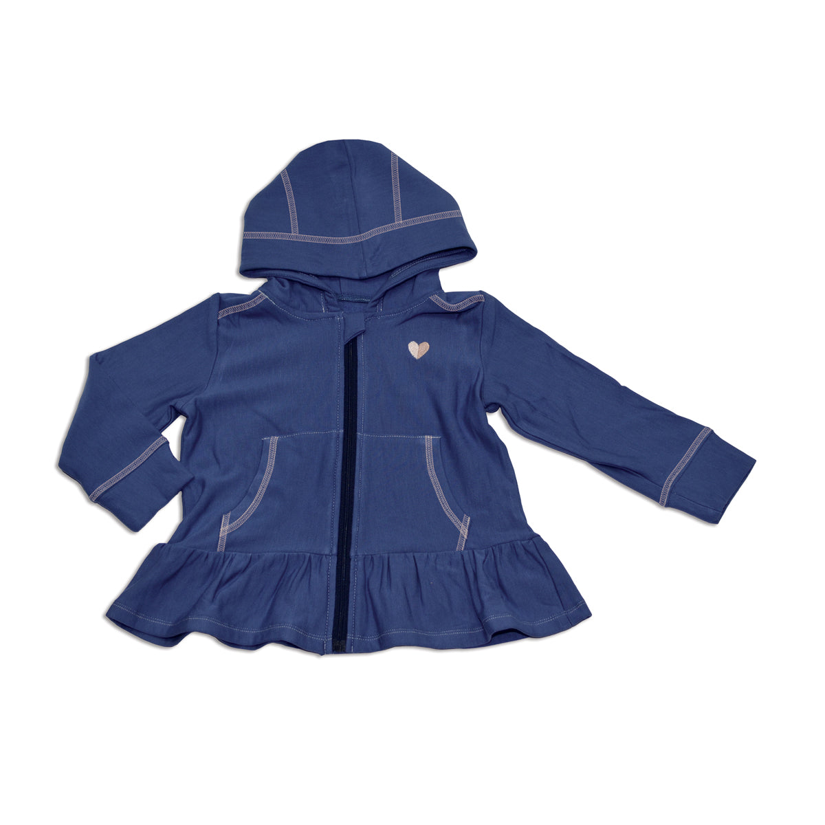 Bamboo Fleece Zip Hoodie w/Ruffle (Galactic Blue)