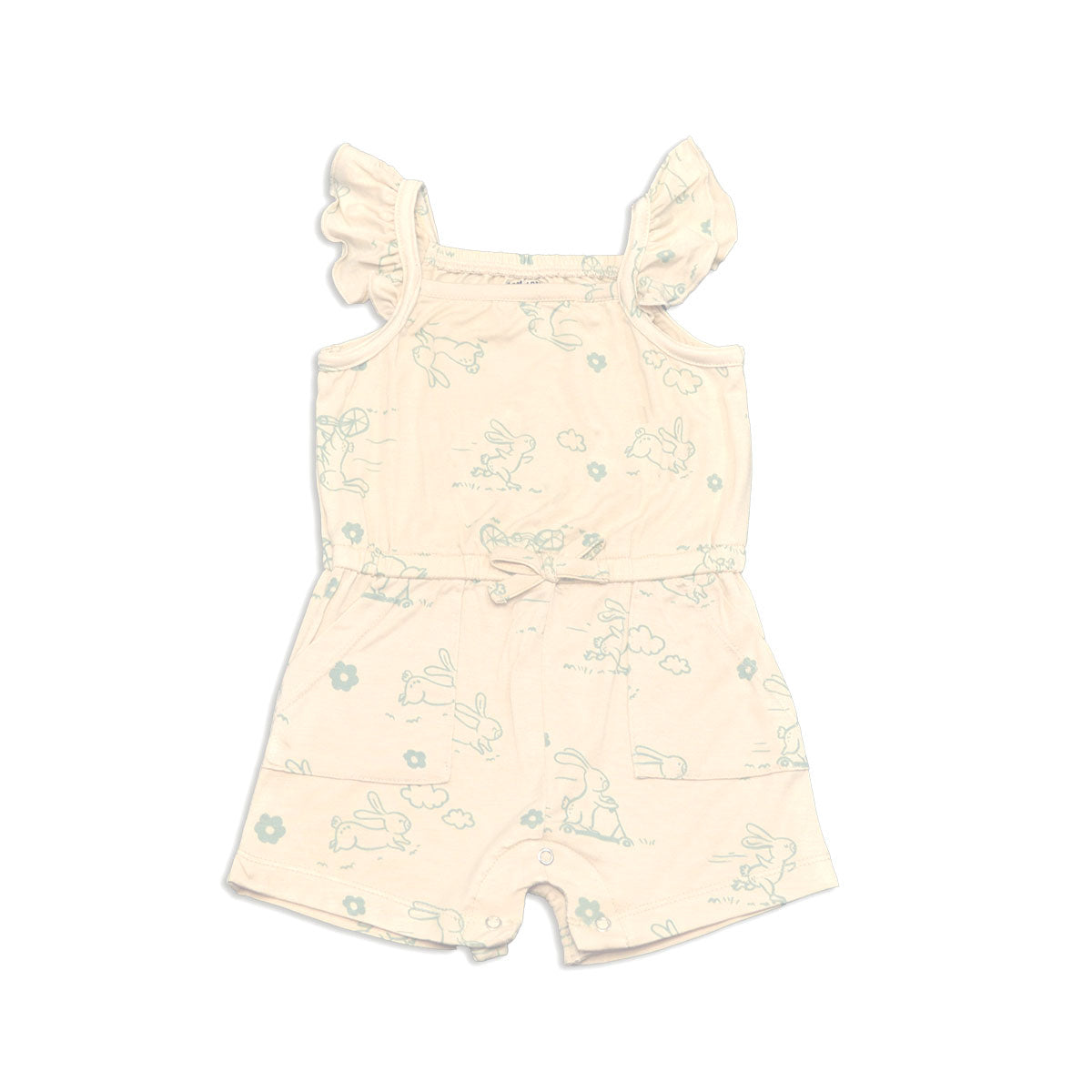 Bamboo Sleeveless Ruffle Romper (Go Go Bunny Print)