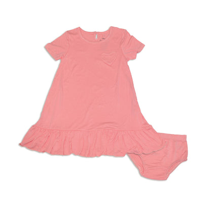 Rayon from Bamboo Short Sleeve Pocket Dress with Bloomer (Pink Lemonade)