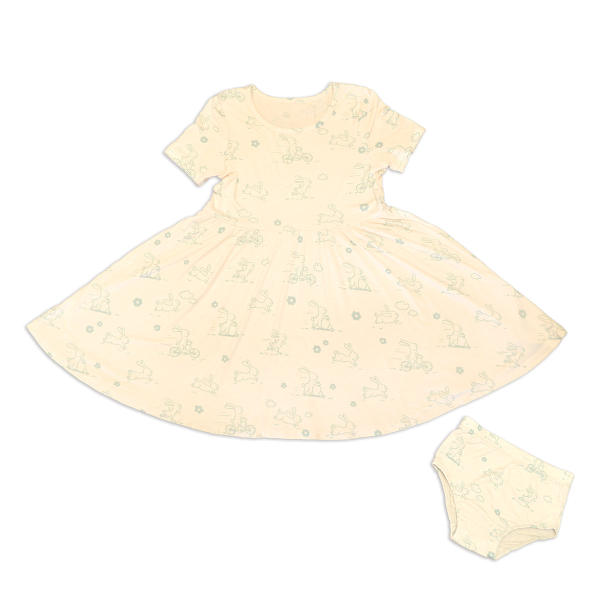 Bamboo Twirl Dress with Bloomer (Go Go Bunny Print)