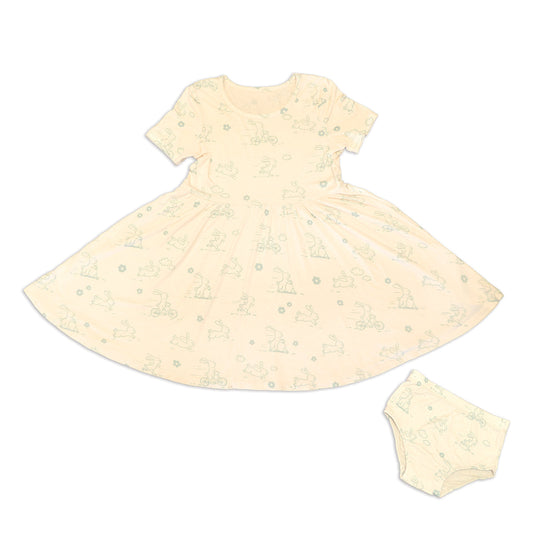 Bamboo Twirl Dress with Bloomer (Go Go Bunny Print)