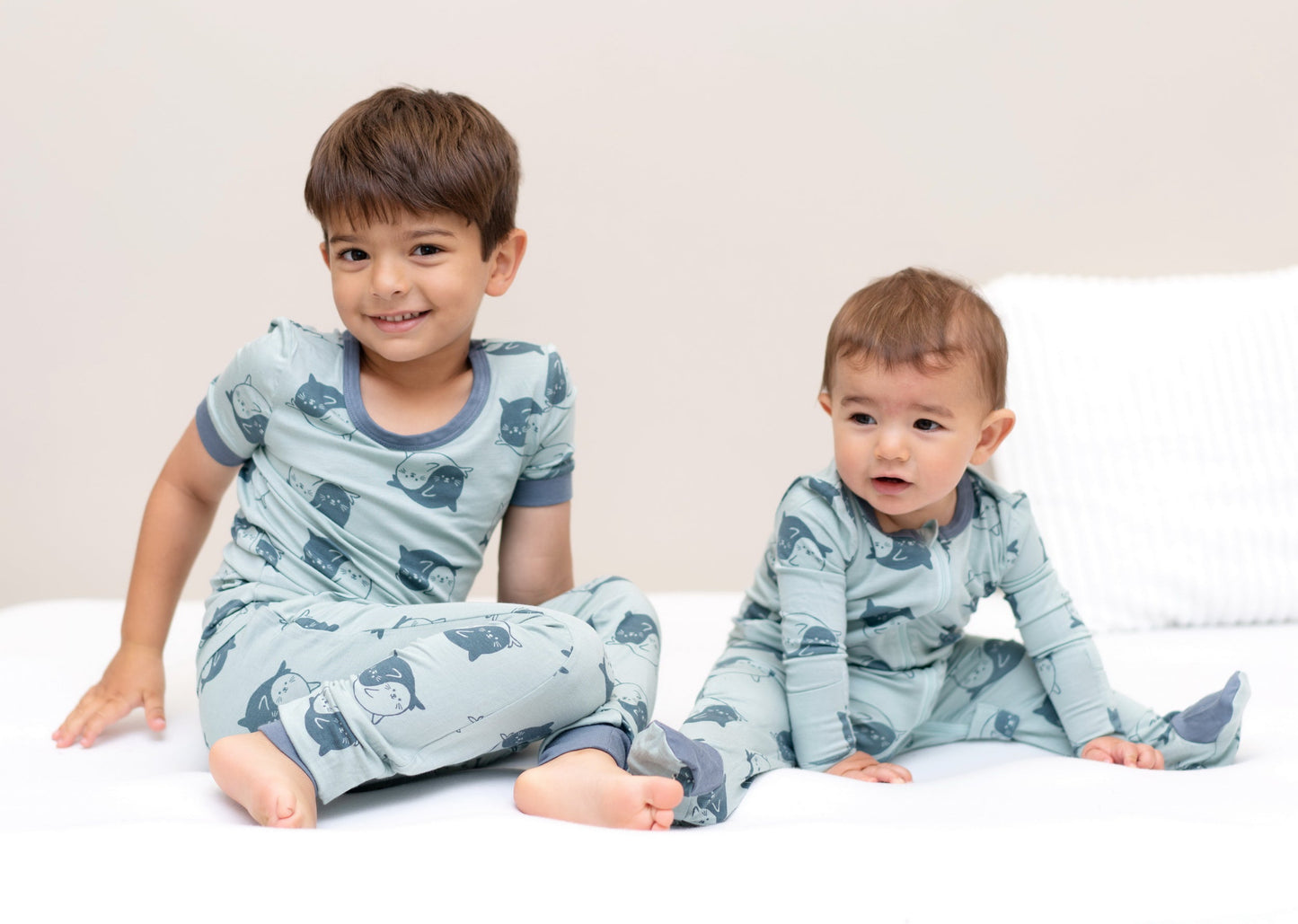 Bamboo Zip Up Footies (Yin Yang Seals Print)