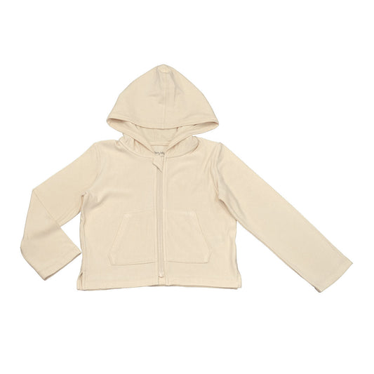 Bamboo Terry Zip Hoodie w/Kangaroo Pocket (Soft Sand)