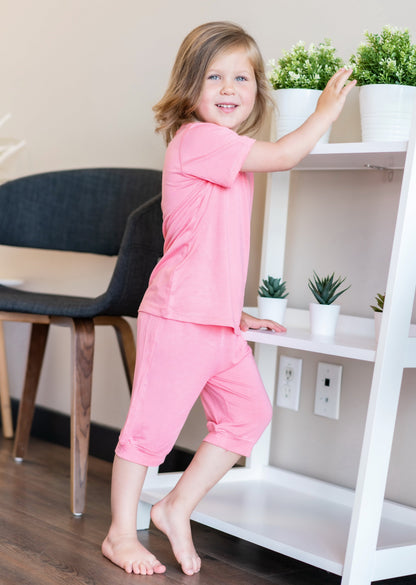 Pyjama en rayonne de bambou avec haut à manches courtes et short — Pink Lemonade