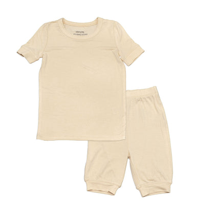 Rayon from Bamboo Short Sleeve Top & Shorts Pajama Set (Soft Sand)