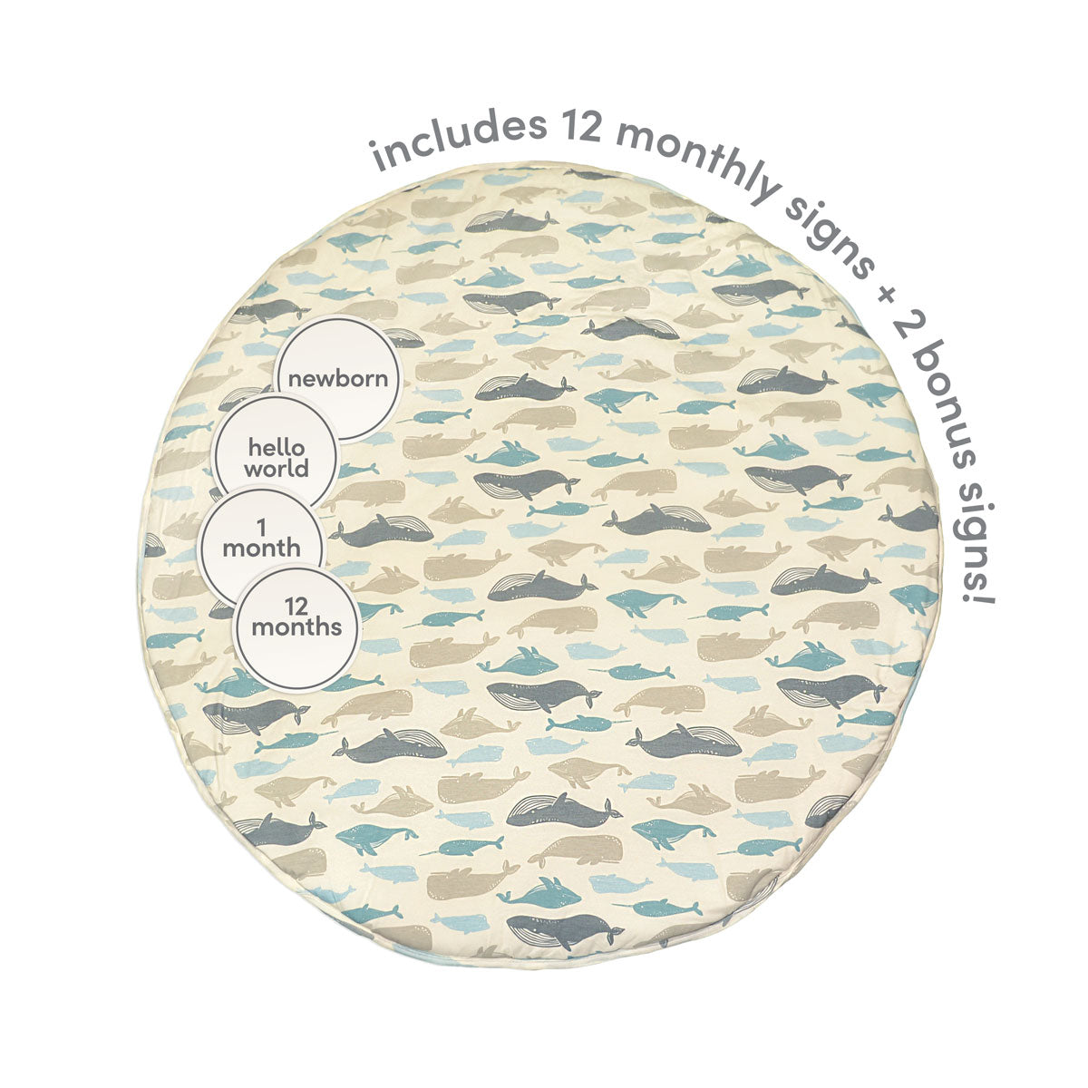 Bamboo Playmat & Monthly Sign Card Set (Whale of a Time Print)