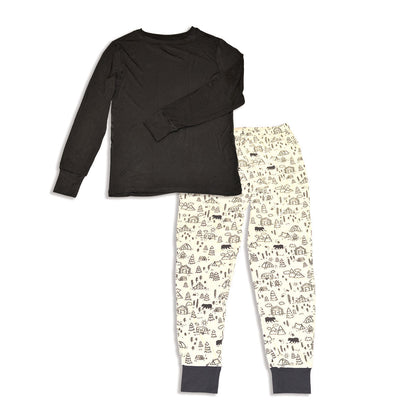 Pyjama ajusté pour femme en rayonne de bambou à manches longues — Pirate Ship/Doodle Camp
