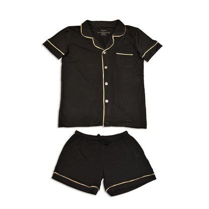 Pyjama pour femme en rayonne de bambou avec col, manches courtes et short — Pirate Ship