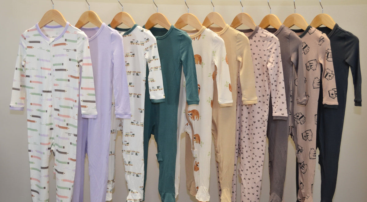 Bamboo Zip Up Footies (Pretty Pencils Print)