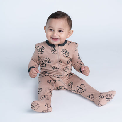 Bamboo Zip Up Footies (Story Book Bear Print)