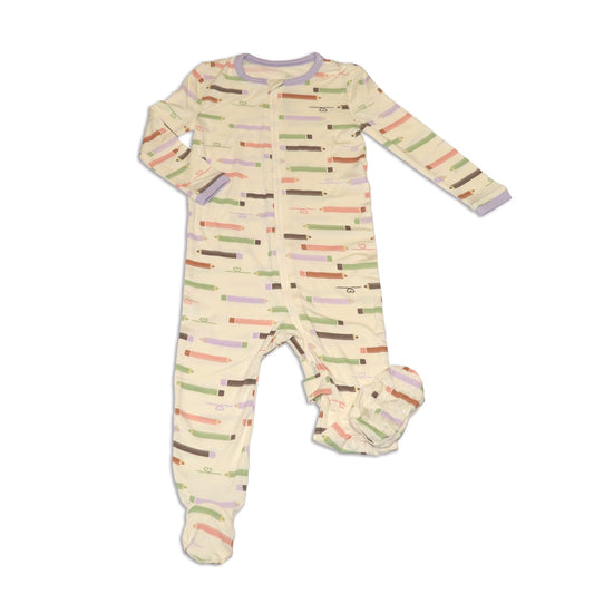 Bamboo Zip Up Footies (Pretty Pencils Print)