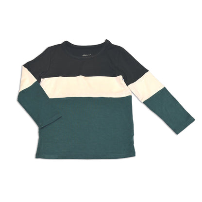 Rayon from Bamboo Long Sleeve Color Block T-shirt (Pirate Ship/Feather/Pine)