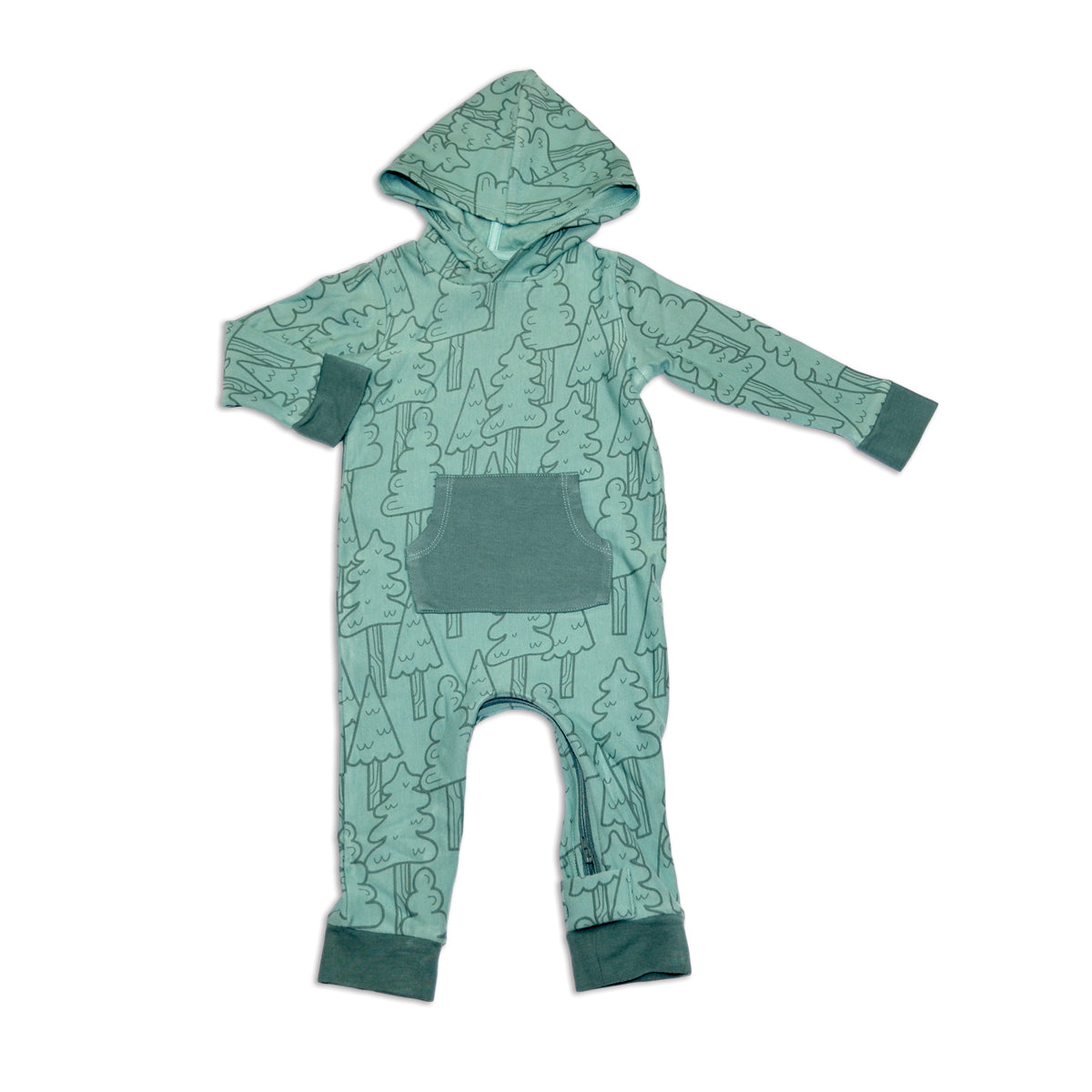 Bamboo Fleece Hooded Romper w/Zipper (Forest Print)