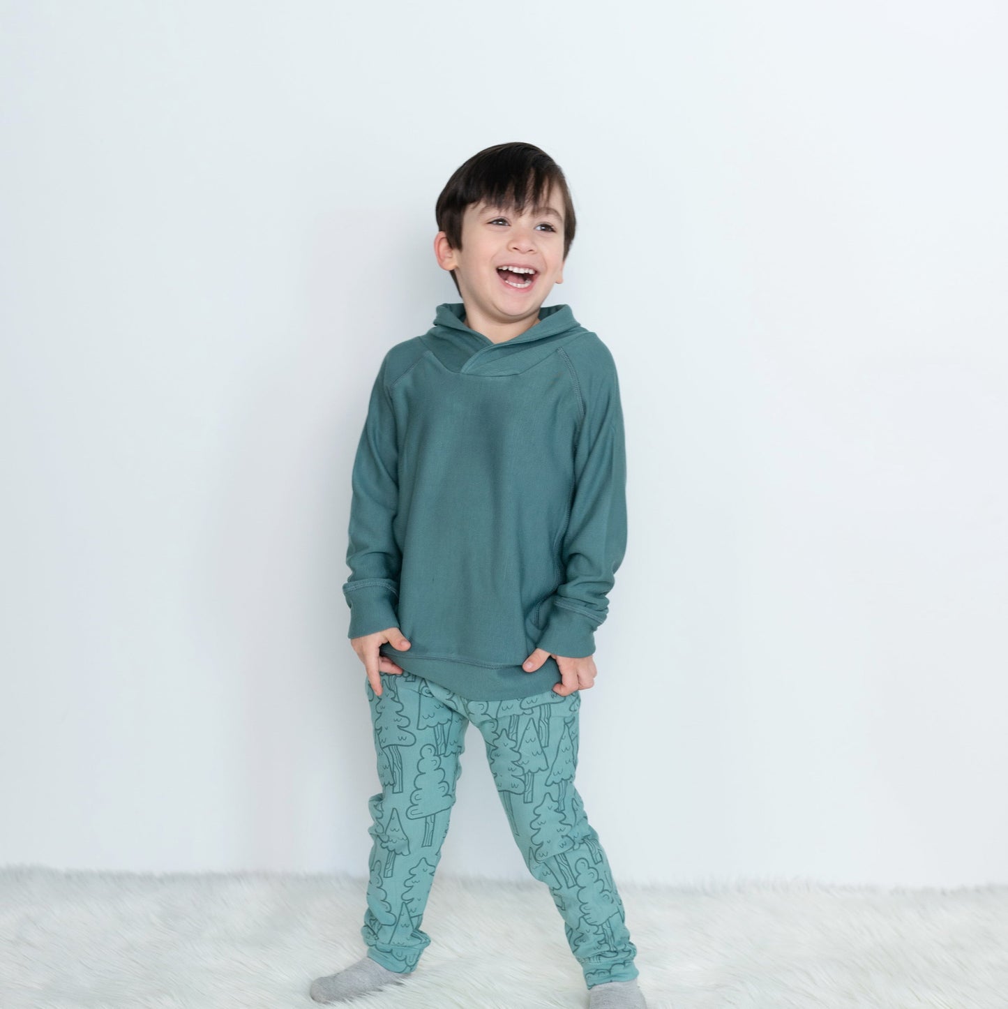 Bamboo Fleece Harem Pants (Forest Print)