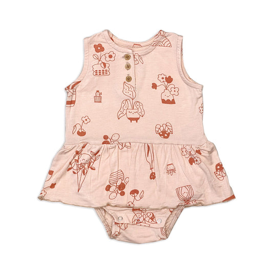Bamboo Skirt Bodysuit (Plantastic Print)