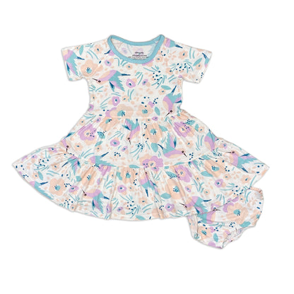 Rayon from Bamboo Tiered Jersey Dress with Bloomer (Hummingbird Garden Print)